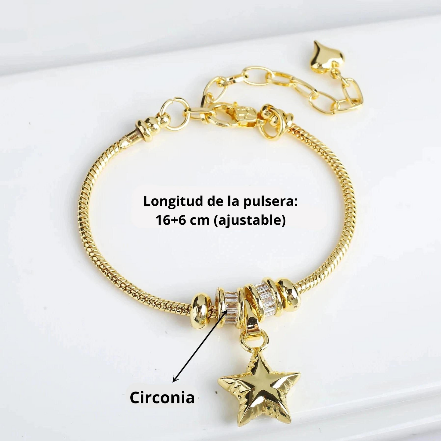 "Pulsera Ajustable de Corazón Geométrico de circonita"