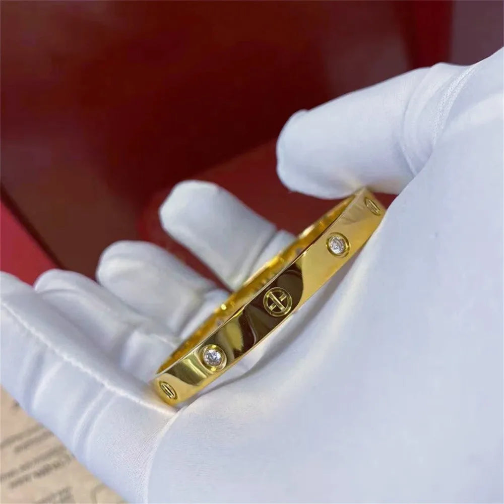 Brazalete de oro con tornillo de acero inoxidable, joyería de marca