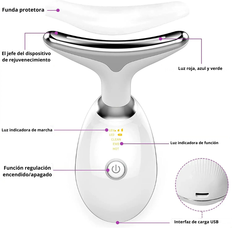 Masajeador facial para reafirmar la piel rostro y cuello.